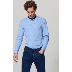 Koszula ze stójką slim fit - Niebieski. Niebieskie koszule męskie slim marki Reserved, m, ze stójką. Za 69,99 zł.
