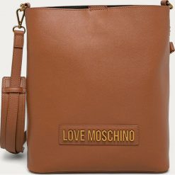 Love Moschino - Torebka. Pomarańczowe listonoszki damskie Love Moschino, w paski, ze skóry ekologicznej, na ramię, duże, z aplikacjami. Za 799,90 zł.