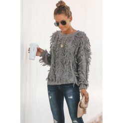 Sweter VIKONA GREY. Szare bluzy damskie Sweter VIKONA GREY, uniwersalny, bez wzorów, bez rękawów, bez kaptura. Za 88,00 zł.
