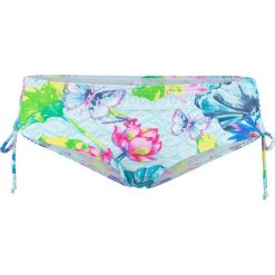 Figi bikini bonprix turkusowy z nadrukiem. Niebieskie stroje kąpielowe damskie bonprix, z nadrukiem. Za 44,99 zł.