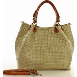 Skórzana torebka shopper mazzini - linda beż pustynny. Kuferki damskie MAZZINI, w paski, ze skóry, eleganckie, na ramię, bez dodatków. W wyprzedaży za 269,00 zł.