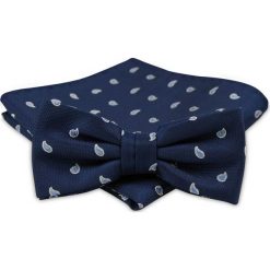 Modna Mucha Męska - Alties - Granat, Wzór w Paisley MUALTS0259. Niebieskie muszki męskie Alties, na imprezę, w paski, eleganckie. Za 40,00 zł.