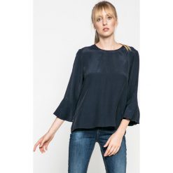 Tommy Hilfiger - Bluzka. Szare bluzki asymetryczne TOMMY HILFIGER, l, z tkaniny, casualowe, z okrągłym kołnierzem. W wyprzedaży za 199,90 zł.