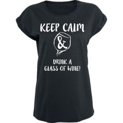 Bluzki asymetryczne: Wein ist Liebe Keep Calm & Drink A Glass Of Wine! Koszulka damska czarny