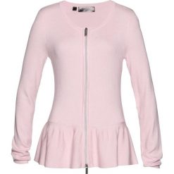 Sweter rozpinany z baskinką bonprix bladoróżowy. Czerwone kardigany damskie bonprix. Za 89,99 zł.