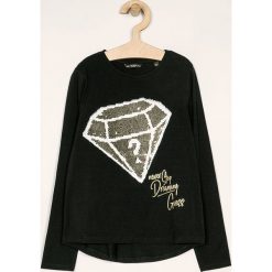 Guess Jeans - Longsleeve dziecięcy 118-157 cm. Czarne bluzki dziewczęce Guess Jeans, z aplikacjami, z elastanu, z okrągłym kołnierzem, z długim rękawem, długie, bez kaptura. Za 129,90 zł.