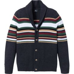 Sweter rozpinany z szalowym kołnierzem bonprix antracytowy melanż. Szare swetry męskie bonprix, s, bez wzorów. Za 99,99 zł.