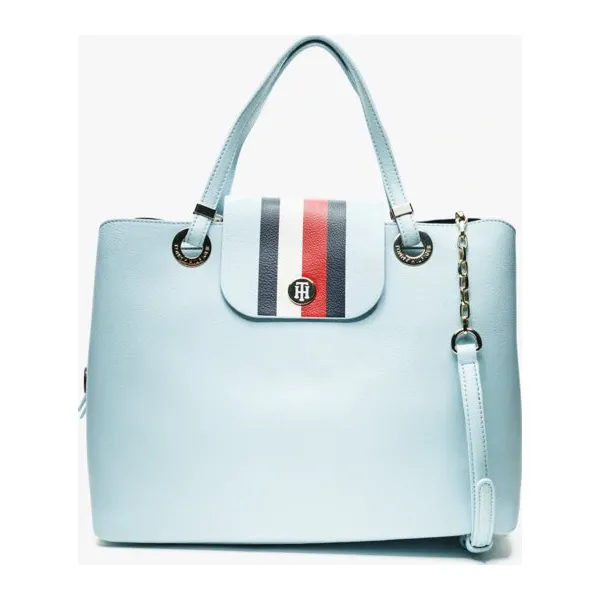 Tommy Hilfiger Torebka My Tommy Satchel , niebieski, rozmiar ONE SIZE. Niebieskie torebki klasyczne damskie TOMMY HILFIGER, w paski, ze skóry, eleganckie, bez dodatków. W wyprzedaży za 489,99 zł.