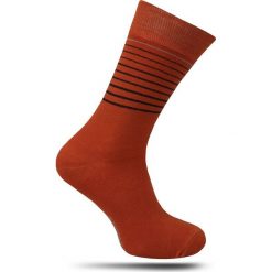 Rude Bawełniane Skarpetki Męskie -Chattier- Casualowe, Pomarańczowe, w Paski SKCH0067casual. Czerwone skarpetki męskie Chattier, w paski, z bawełny. Za 12,90 zł.