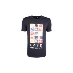 T-shirty z krótkim rękawem Love Moschino M 4 731 68 E 1811. Niebieskie t-shirty męskie Love Moschino, xl, bez wzorów, bez kołnierzyka, krótkie. Za 289,00 zł.