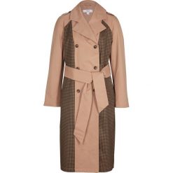 Trencz Maite Kelly bonprix wielbłądzia wełna w kratę. Pomarańczowe kurtki damskie bonprix, bez wzorów, z bawełny. Za 189,99 zł.