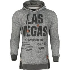 Bluza męska długa szara Recea. Szare bluzy męskie Recea, xxl, bez wzorów, z bawełny, z kapturem, z długim rękawem, długie, z kapturem. Za 79,90 zł.