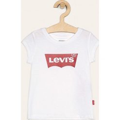 Levi's - T-shirt dziecięcy 86 cm. Białe bluzki dziewczęce Levi's®, z nadrukiem, z bawełny, z okrągłym kołnierzem, z krótkim rękawem, krótkie, bez kaptura. Za 79,90 zł.