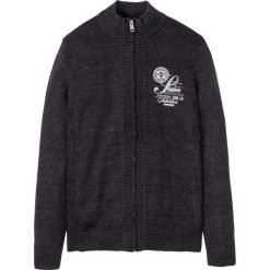 Sweter rozpinany bonprix szary. Szare swetry męskie bonprix, s, z aplikacjami. Za 74,99 zł.