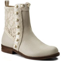 Buty zimowe damskie: Botki LORIBLU – 8E KTR017 K2 Agnellato Latte/Trec/Vern.Farro