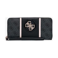 Guess Open Road Large Portfel Czarny. Czarne portfele damskie Guess, z aplikacjami, z materiału. Za 264,95 zł.
