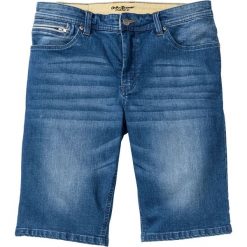 Bermudy dżinsowe ze stretchem Slim Fit bonprix niebieski "used". Niebieskie jeansy męskie bonprix, m, bez wzorów, z jeansu. Za 89,99 zł.