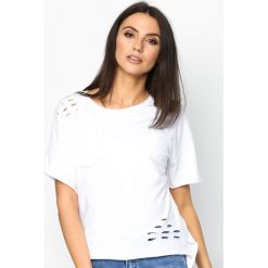 Bluzki asymetryczne: Biały T-shirt Recut