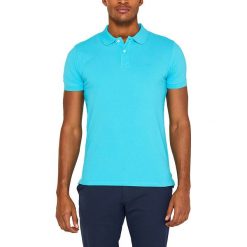 Koszulka polo w kolorze błękitnym. Niebieskie koszulki męskie Esprit, m, z haftami, z bawełny, bez rękawów. W wyprzedaży za 45,95 zł.