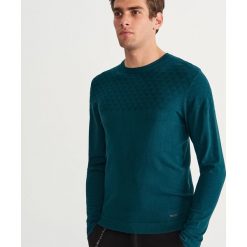 Sweter z okrągłym dekoltem - Turkusowy. Niebieskie swetry klasyczne męskie marki Reserved, l, z okrągłym kołnierzem. Za 119,99 zł.