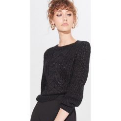 Sweter z połyskującą nicią - Czarny. Czarne swetry damskie Mohito, s, bez wzorów, bez rękawów, bez kaptura. Za 99,99 zł.