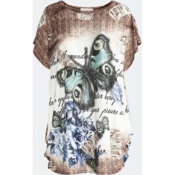 Brązowy T-shirt You'll Never Know. Pomarańczowe bluzki damskie marki Born2be, xl. Za 29,99 zł.