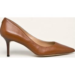 Lauren Ralph Lauren - Szpilki skórzane. Pomarańczowe szpilki Lauren Ralph Lauren, bez wzorów, ze skóry, bez obcasa, na obcasie, bez zapięcia. Za 469,90 zł.