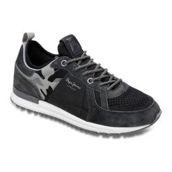 Sneakersy w kolorze czarnym. Szare trampki męskie Diadora, Pepe Jeans, z okrągłym noskiem, na sznurówki. W wyprzedaży za 199,95 zł.