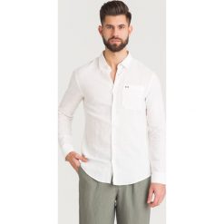 KOSZULA Armani Exchange. Białe koszule męskie Armani Exchange, s, z haftami, z bawełny, bez kołnierzyka, bez rękawów. Za 281,40 zł.
