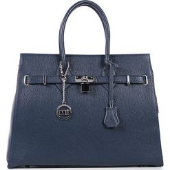 Torebki klasyczne damskie: Skórzana torebka w kolorze niebieskim – 38 x 29 x 13,5 cm