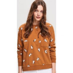 Bluza z nadrukiem - Brązowy. Pomarańczowe bluzy damskie marki Reserved, s, z nadrukiem, bez rękawów, bez kaptura. Za 59,99 zł.