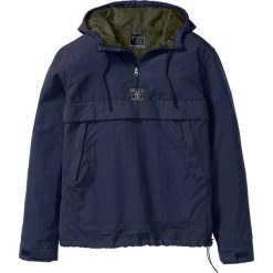 Kurtka zakładana przez głowę Regular Fit bonprix ciemnoniebieski. Niebieskie płaszcze męskie bonprix, m, bez wzorów, z kapturem. Za 189,99 zł.