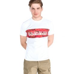 Napapijri Salka Koszulka Biały. Białe podkoszulki męskie Napapijri, xl, z nadrukiem, z bawełny, bez kołnierzyka, krótkie. Za 180,95 zł.