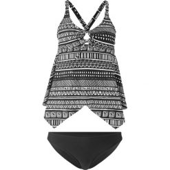 Tankini (2 części) bonprix czarno-biały z nadrukiem. Czarne stroje kąpielowe damskie bonprix, z nadrukiem. Za 42,99 zł.