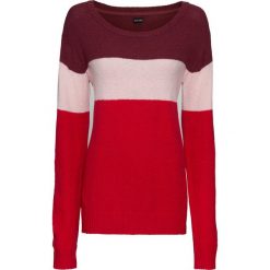 Sweter dzianinowy bonprix bordowo-pastelowy jasnoróżowy - czerwony melanż. Czerwone swetry damskie bonprix, bez wzorów, z dzianiny, bez rękawów, bez kaptura. Za 37,99 zł.