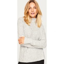 Golfy damskie: Sweter z niskim golfem - Jasny szar