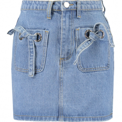 Spódniczki: Lost Ink Petite MINI WITH BOW POCKETS Spódnica trapezowa denim