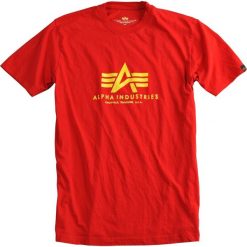 Koszulka T-shirt Alpha Industries Basic 100501-328 - czerwony || żółty. Czerwone koszulki męskie Alpha Industries, m, bez wzorów, bez kołnierzyka. Za 64,99 zł.