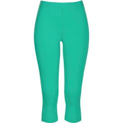 Legginsy rybaczki z połyskującymi kamieniami bonprix zielony oceaniczny - srebrny. Zielone spodnie damskie bonprix, bez wzorów. Za 49,99 zł.