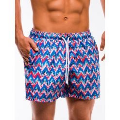 Kąpielówki męskie W151 - niebieskie/koralowe. Pomarańczowe kąpielówki męskie Ombre Clothing, s, bez wzorów. Za 24,99 zł.