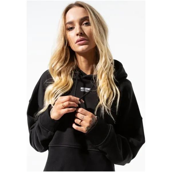 Adidas Bluza Vocal Crop Hood , czarny, rozmiar S. Czarne bluzy damskie Adidas, s, w paski, z bawełny, z krótkim rękawem, krótkie, z kapturem. Za 249,99 zł.
