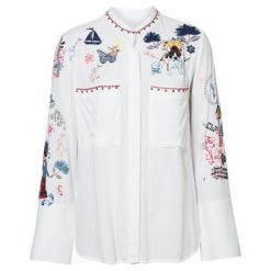 Desigual koszula damska Cam Xenia S biała. Białe koszule damskie Desigual, s, z haftami, bez kołnierzyka, bez rękawów. W wyprzedaży za 219,00 zł.