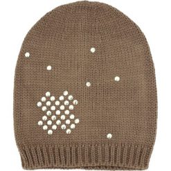 Czapki damskie: Art of Polo Czapka damska beanie Złoty krzyżyk brązowa