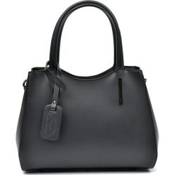 Torebki klasyczne damskie: Skórzana torebka w kolorze czarnym – 34,5 x 26 x 11 cm