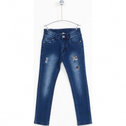 Lemon Explore - Jeansy dziecięce 122-164 cm. Niebieskie jeansy dziewczęce marki LEMON explore, z aplikacjami, z elastanu. W wyprzedaży za 59,90 zł.