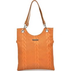 Mangotti torebka SS19 MG 877 brązowa. Pomarańczowe torebki klasyczne damskie Mangotti, w paski, ze skóry, eleganckie, na ramię, bez dodatków. Za 659,00 zł.
