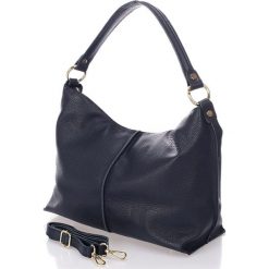 Torebki klasyczne damskie: Skórzana torebka w kolorze granatowym – 33 x 27 x 13 cm