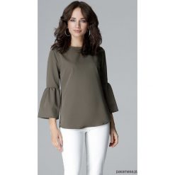 Bluzka L010 Oliwka. Szare bluzki damskie Pakamera, l, bez wzorów, eleganckie, z falbankami, bez rękawów. Za 95,00 zł.