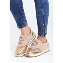 Szampańskie Buty Sportowe Sunshine Dust. Brązowe buty sportowe damskie marki Born2be, z materiału, na obcasie. Za 89,99 zł.