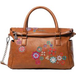 Desigual Nanit Loverty Torebka Brązowy. Pomarańczowe torebki klasyczne damskie Desigual, w paski, z materiału, z haftem. Za 326,95 zł.